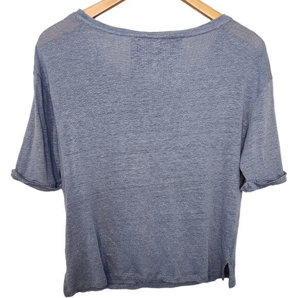 Anthropologie Akemi + Kin Linen Velvet Patchwork Tee XS - Picture 6 of 8